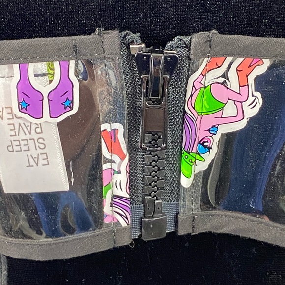 CLUB EXX Electro Terrestrial UV Monster Sticker Clear PVC Bra Crop Top Clear L - Picture 7 of 11